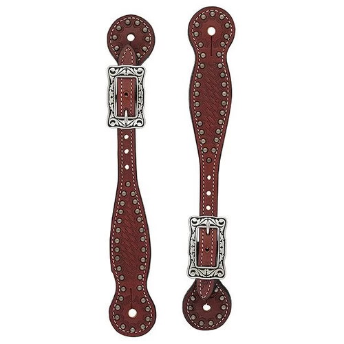 Weaver Leather Weaver Basketweave Floral Spot Thin Spur Straps 4 Weaver Leather Weaver Basketweave Floral Spot Thin Spur Straps - Image 2