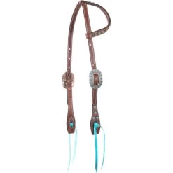 Martin Saddlery Antique Dots & Turquoise Ties One Ear Headstall