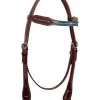 BLR Dots & Turquoise Rawhide Brow Headstall -Horse Gear Shop dots turquoise rh brown hs latigo 2200 LAT buffalo leather 25078.1647370594