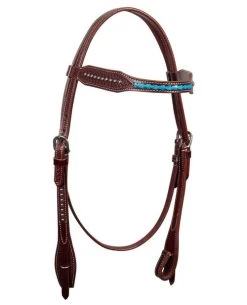 BLR Dots & Turquoise Rawhide Brow Headstall