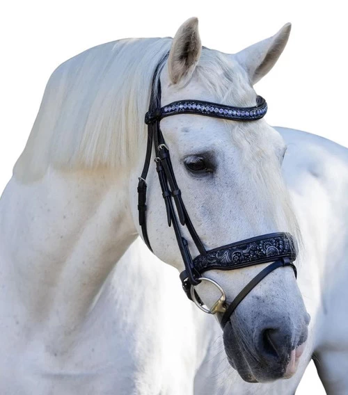 Halter Ego Munich Navy Floral Snaffle Bridle 3 Halter Ego Munich Navy Floral Snaffle Bridle