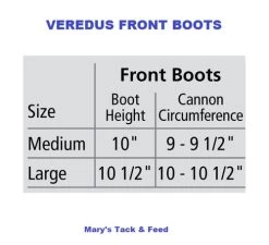 Veredus TRC Vento Front Sport Boots -Horse Gear Shop size chart front boots veredus 98870.1603577114