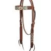 Turquoise Cross Aztec Brow Headstall -Horse Gear Shop tc aztec brow hs light oil 45007 01 00 weaver 32261.1668132173