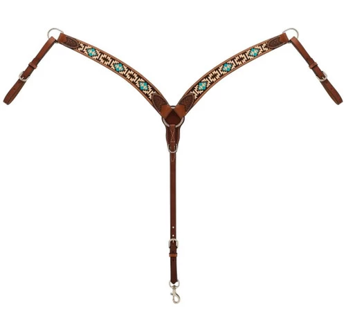 Turquoise Cross Aztec Contoured Breast Collar 3 Turquoise Cross Aztec Contoured Breast Collar