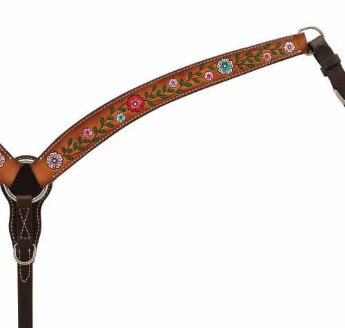 Turquoise Cross Floral Vine Contoured Breast Collar 3 Turquoise Cross Floral Vine Contoured Breast Collar