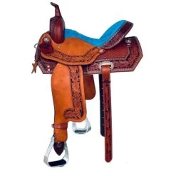Alamo Saddlery TTBS Barrel Saddle -Horse Gear Shop ttbs barrel brown blue side TTBS alamo 10691.1650485397